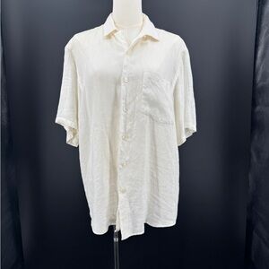 Banana Republic Cream Short-Sleeve Button-Down Shirt